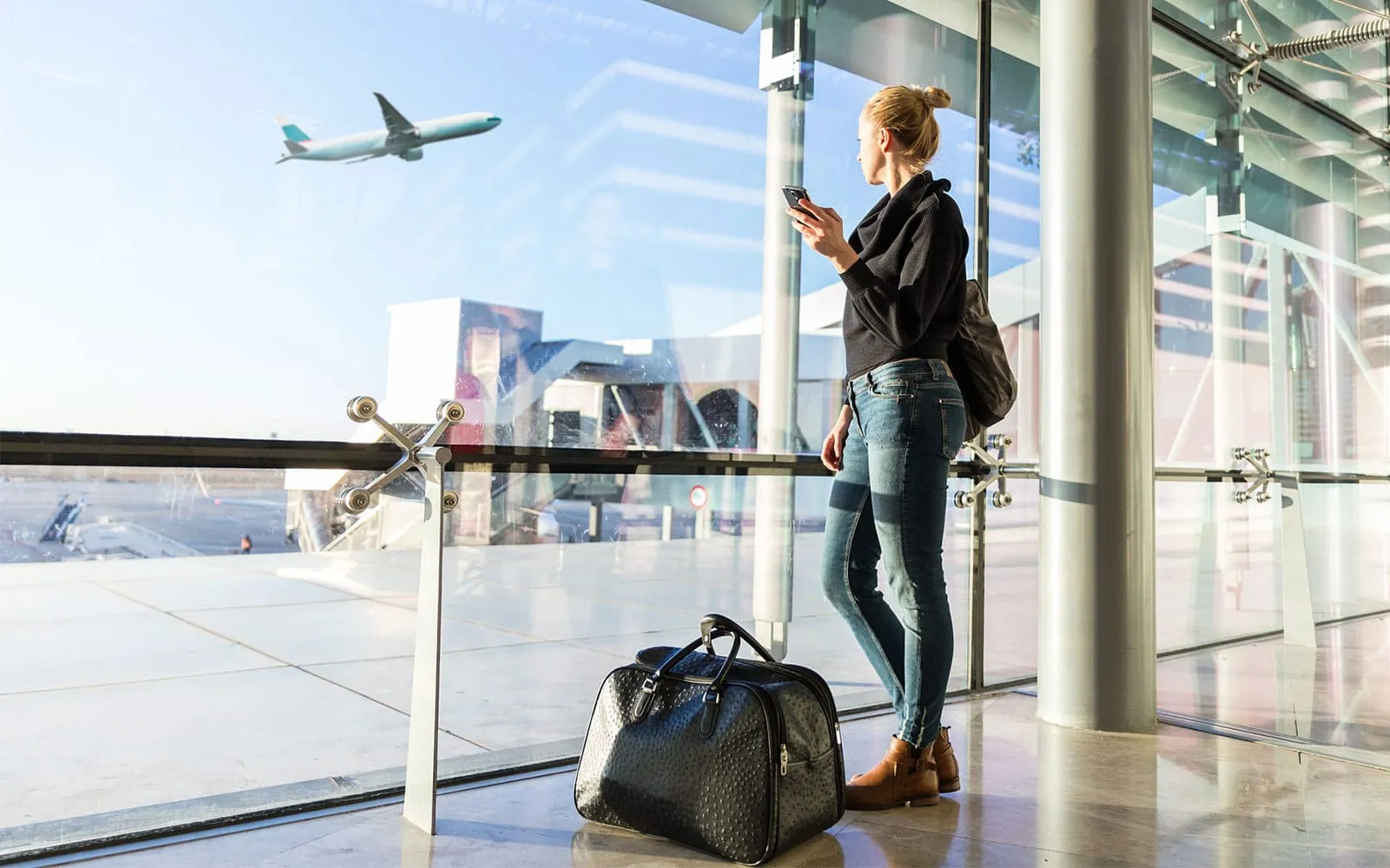 Traveler at the airport relocating to Tokyo